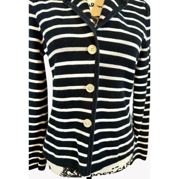 Chaps Knit Cardigan Shawl Collar -Navy & White - Womens Size XL - Picture 3 of 9